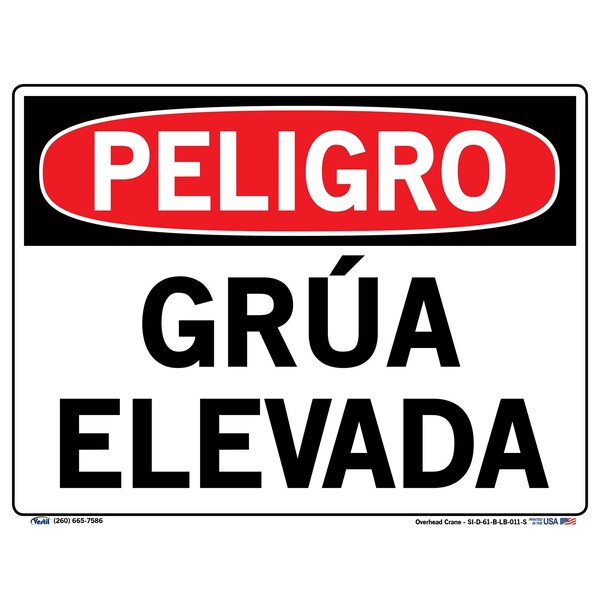 Vinyl Label Sign, 9-1/2" Height, 12-1/2" Width, Vinyl Label, Rectangle, Spanish